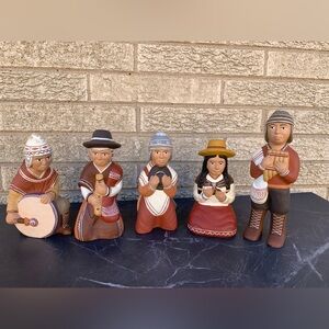 Peruvian Pottery, Figurines Musicians, WHISTLE, Folk Art Peru